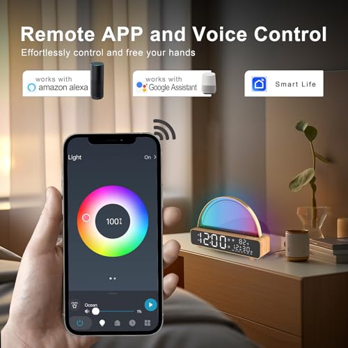 ANYPLUS White Noise Sound Machine, Sunrise Alarm Clock APP/AI Voice Control Work for Bedroom, Sound Machine for Sleep with Touch Night Light, Sleep Aid, Snooze Timer, Dual Alarms, Sunrise Simulation