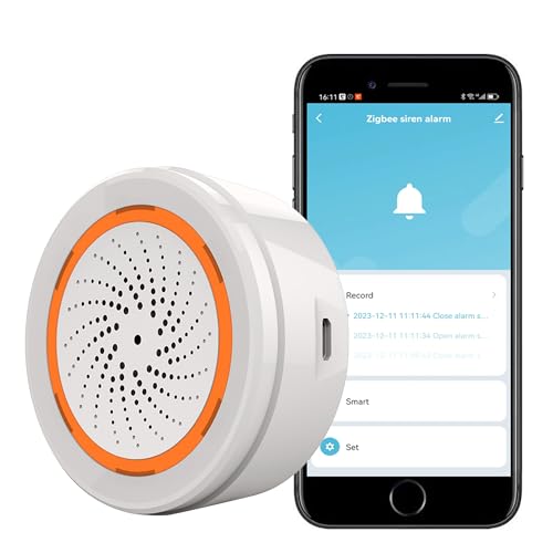 Zigbee Smart Siren Alarm: Wireless Alarm for Home Security & Home Automation, App Control, Strobe Flash Alarm Siren 100dB Sounder, Tuya Zigbee Hub Required, Compatible with Alexa Google Home