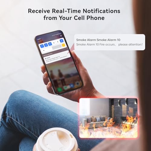 Siterlink 2.4G Smart Smoke and Carbon Monoxide Detector Combo with Digital Display, 2 in 1 WiFi Fire and CO Alarm Detector, Replaceable Battery, Real-Time Notification, UL217 UL2034, 1 Pack
