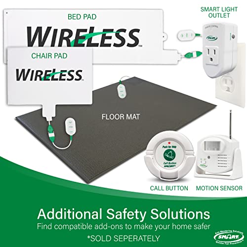 Smart Caregiver Wireless Chair Alarm System with Pager and Weight Sensor for Fall Prevention | 10" x 15" Pressure Sensor Alarm for Chair Alerts Caregiver | Cordless Chair Alarm with up to 300' Range