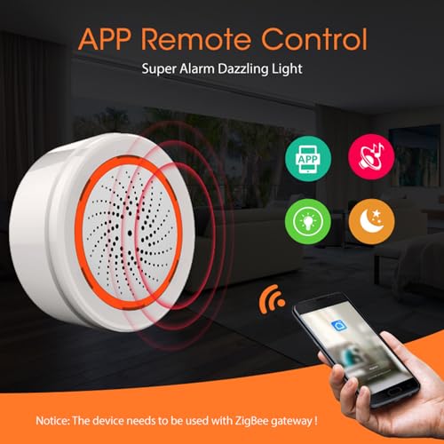 Zigbee Smart Siren Alarm: Wireless Alarm for Home Security & Home Automation, App Control, Strobe Flash Alarm Siren 100dB Sounder, Tuya Zigbee Hub Required, Compatible with Alexa Google Home