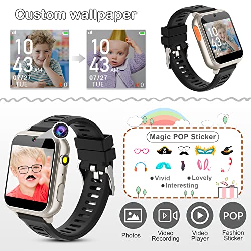 Phyulls Smart Watch for Kids with 24 Puzzle Games Camera Video Recorder Music Alarm Calculator Calendar Flashlight Pedometer Birthday Gift for 3-12 Year Old Boys and Girls