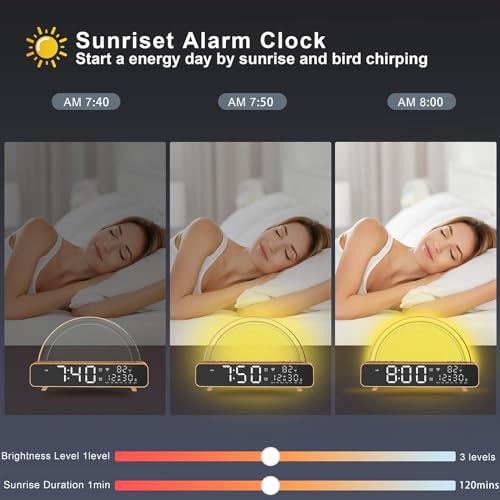 ANYPLUS White Noise Sound Machine, Sunrise Alarm Clock APP/AI Voice Control Work for Bedroom, Sound Machine for Sleep with Touch Night Light, Sleep Aid, Snooze Timer, Dual Alarms, Sunrise Simulation