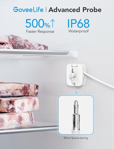 GoveeLife WiFi Refrigerator Thermometer with Alarm 2 Pack, Remote App Alert with Anti-False, Wireless Smart Temperature Monitor, 2 Years Free Data Export Digital Thermometer for Refrigerator Pool Tub