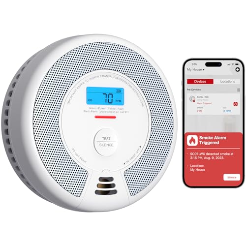 X-Sense Smart Smoke Detector Carbon Monoxide Detector Combo with Replaceable Battery, Wi-Fi Smoke and Carbon Monoxide Detector with Real-Time App Notifications, SC07-WX, 1-Pack