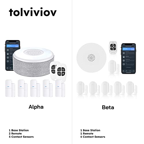 WiFi Door Alarm System(2nd Gen), Smart Home Alarm Security System DIY, Phone Alert, 8 Pieces-Kit (Alarm Siren, Door Window Sensors, Remotes), Work with Alexa, for House, Apartment, Alpha by tolviviov