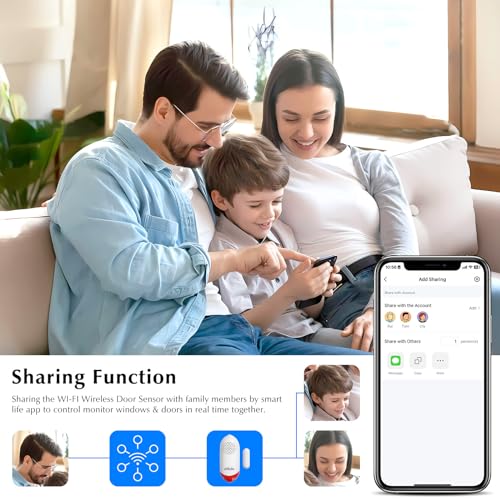 eMylo Door Alarm, 120dB Door Alarms When Opened, Wifi Door Sensor with Alarm Light, Compatible with Smart Life app and Tuya Smart, Alarms for Home Kids Safety, 1 Pack
