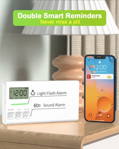 Comfytemp Smart Pill Organizer with APP, 7-Day Large Pill Reminder with Alarm, Portable Weekly Pill Organizer with Sound and Light Remind, Pill Box with Medication Record, Medicine Box for Pills