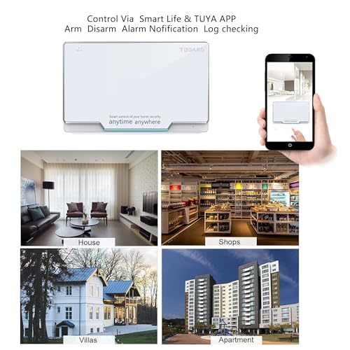 TUGARD WiFi Home Alarm Security System,Wireless DIY Smart Home Burglar Security Alarm System 10 Pieces Kits, Compatible with Alexa Google Home Voice Control for Villa Home Apartment