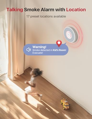 X-Sense Smart Smoke Detector with Voice Alerts and 17 Locations, Wi-Fi Smoke Alarm with SBS50 Base Station, Test from APP, Wireless Interconnected Fire Alarm, Model XS0B-MR61
