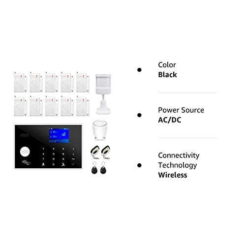 WiFi and GSM 17-Piece kit, Wireless Home Security Alarm System, Door/Window Sensor Entry Sensors (x10) with Smart Life and Tuya App Alert, 24/7 Monitoring Works with Google Assistant and Alexa