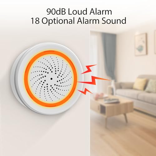 Zigbee Smart Siren Alarm: Wireless Alarm for Home Security & Home Automation, App Control, Strobe Flash Alarm Siren 100dB Sounder, Tuya Zigbee Hub Required, Compatible with Alexa Google Home