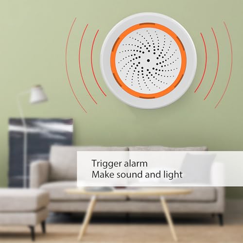 Zigbee Smart Siren Alarm: Wireless Home Security Alarm, Burglar Alarm Sound Light Alarm with 100dB Sounder, Tuya App Control, Tuya Zigbee Hub Required, Compatible with Alexa, Google Assistant