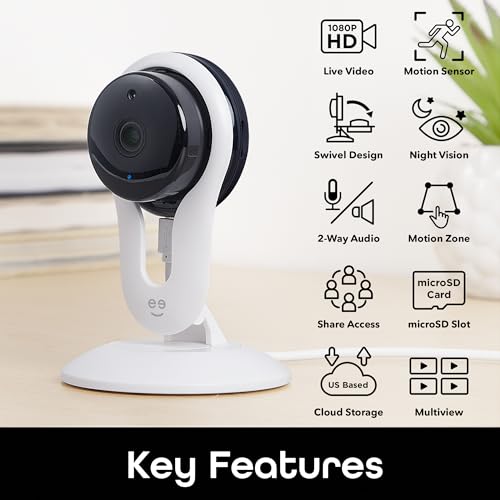 Geeni Aware 1080p HD Smart Camera – Indoor Home Security Camera – No Hub Required – Motion Detection Camera – Smart Camera Works with Amazon Alexa and Google Home, Requires 2.4 GHz Wi-Fi