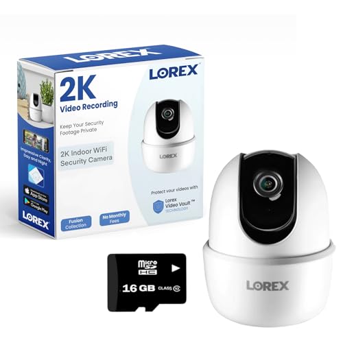 Lorex Smart Indoor Pan/Tilt Wi-Fi Security Camera with Person Detection, Two-Way Audio, and Smart Home Voice Control (2K Indoor)