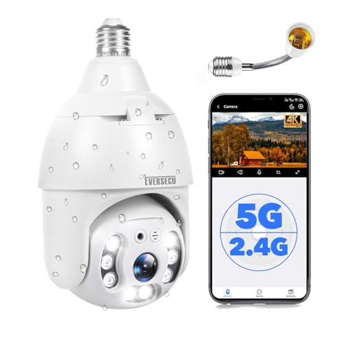 EVERSECU 4K 8MP UHD Screw-in 4 Inch PTZ Security Camera, Outdoor Waterproof, Wireless 2.4G&5Ghz Wifi, ONVlF&RTSP Stream, 360° View, Auto Tracking, 2 Way Audio, Motion Detection, Remote View