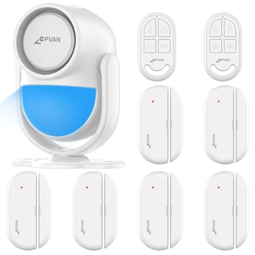 CPVAN Home Alarm System, WiFi PIR Motion Sensor Alarm, Wireless DIY Smart Door/Window Alarm for Home Security with Phone APP Alert 9 Pieces-Kit (Indoor PIR Alarm Host, 6 Door Sensors, 2 Remotes)