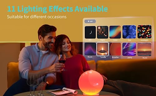 MOMILLA Smart Sunrise Alarm Clock, Wake-up Light Compatible with Alexa, App Control, FM Radio, Sunset Night Light, Dual Alarms with Snooze Function for Heavy Sleepers, Adults & Kids