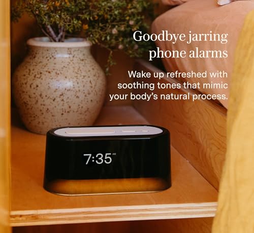 Loftie Smart Alarm Clocks for Bedroom - Sound Machine Alarm Clock with Light, Bluetooth Speaker, White Noise, Nature Sounds, Nightlight, Blackout Mode, Morning Routines, Evening Routines (Black Top)