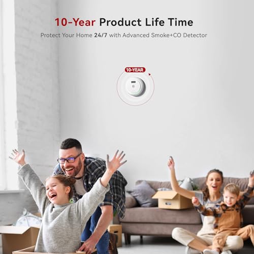 Siterlink 2.4G Smart Smoke and Carbon Monoxide Detector Combo with Digital Display, 2 in 1 WiFi Fire and CO Alarm Detector, Replaceable Battery, Real-Time Notification, UL217 UL2034, 1 Pack