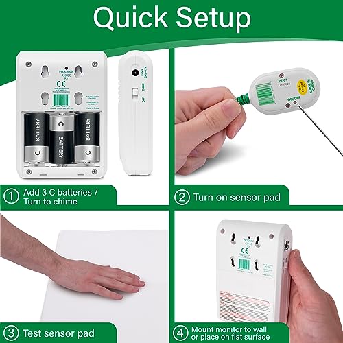 Smart Caregiver Wireless Bed Alarm System - Cordless Weight Sensing Bed Alarm Pad (10” x 30”) with Remote Alert Monitor, Free Individual Cleaning Wipes and Liberty 7 Day Pill Box