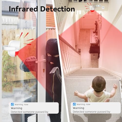 CPVAN Home Alarm System, WiFi PIR Motion Sensor Alarm, Wireless DIY Smart Door/Window Alarm for Home Security with Phone APP Alert 9 Pieces-Kit (Indoor PIR Alarm Host, 6 Door Sensors, 2 Remotes)
