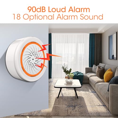 Zigbee Smart Siren Alarm: Wireless Alarm for Home Security & Home Automation, App Control, Strobe Flash Alarm Siren 100dB Sounder, Tuya Zigbee Hub Required, Compatible with Alexa Google Home