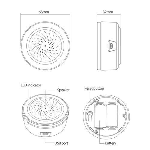 Zigbee Smart Siren Alarm: Wireless Home Security Alarm, Burglar Alarm Sound Light Alarm with 100dB Sounder, Tuya App Control, Tuya Zigbee Hub Required, Compatible with Alexa, Google Assistant