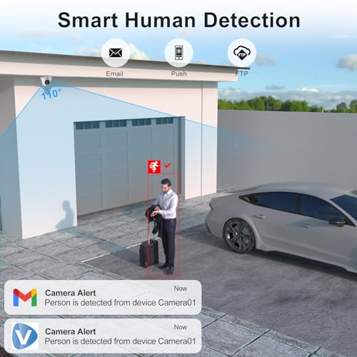 Anpviz 4MP PoE IP Camera, Turret Security IP Camera Outdoor Indoor, AI Human Motion Detection, Smart Dual Light Color Night Vision, Built-in Mic, 2.8mm Lens, IP66 Waterproof, NDAA Complaint (U Series)