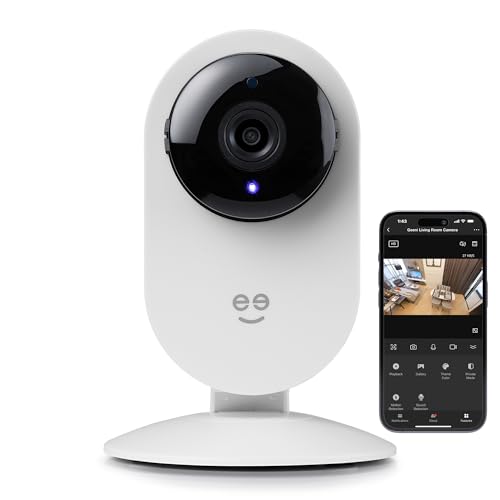 Geeni Glimpse Indoor Home Security Camera - 1080p Video Wireless WiFi, 2-Way Audio, Motion Alert Phone App, Compatible with Alexa, Google Home, White