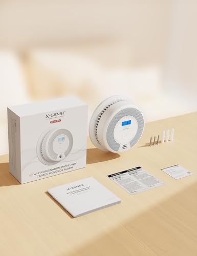 X-Sense Smart Smoke Detector Carbon Monoxide Detector Combo with Replaceable Battery, Wi-Fi Smoke and Carbon Monoxide Detector with Real-Time App Notifications, SC07-WX, 1-Pack
