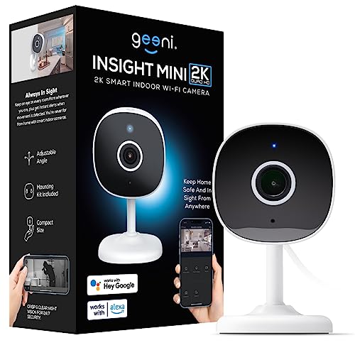 Geeni Insight Smart Security Camera for Home - 2K Quad HD, Wi-Fi, Motion Detection, Night Vision, Two-Way Audio - Baby Monitor, Cloud & SD Card Storage, Compatible with Alexa & Google Home