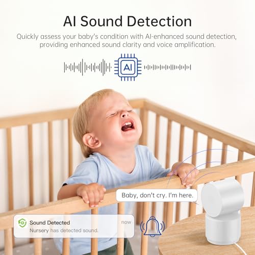 SYMYNELEC 3K 5MP Indoor Security Camera, Smart Baby Monitor/Pet Camera/Home Security with One-Touch Call 360 Pan/Tilt AI Human Detection Motion Tracking 2-Way Talk Noise Reduction, Works with Alexa