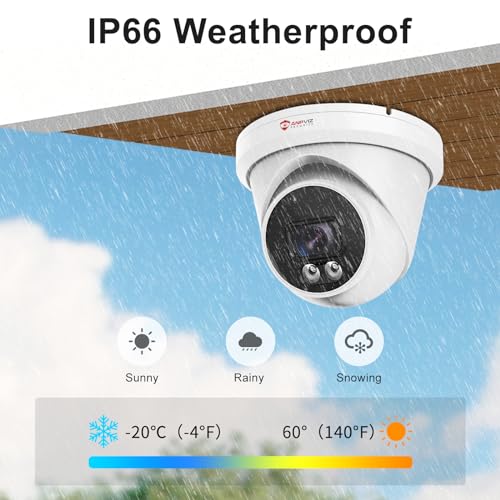Anpviz 4MP PoE IP Camera, Turret Security IP Camera Outdoor Indoor, AI Human Motion Detection, Smart Dual Light Color Night Vision, Built-in Mic, 2.8mm Lens, IP66 Waterproof, NDAA Complaint (U Series)