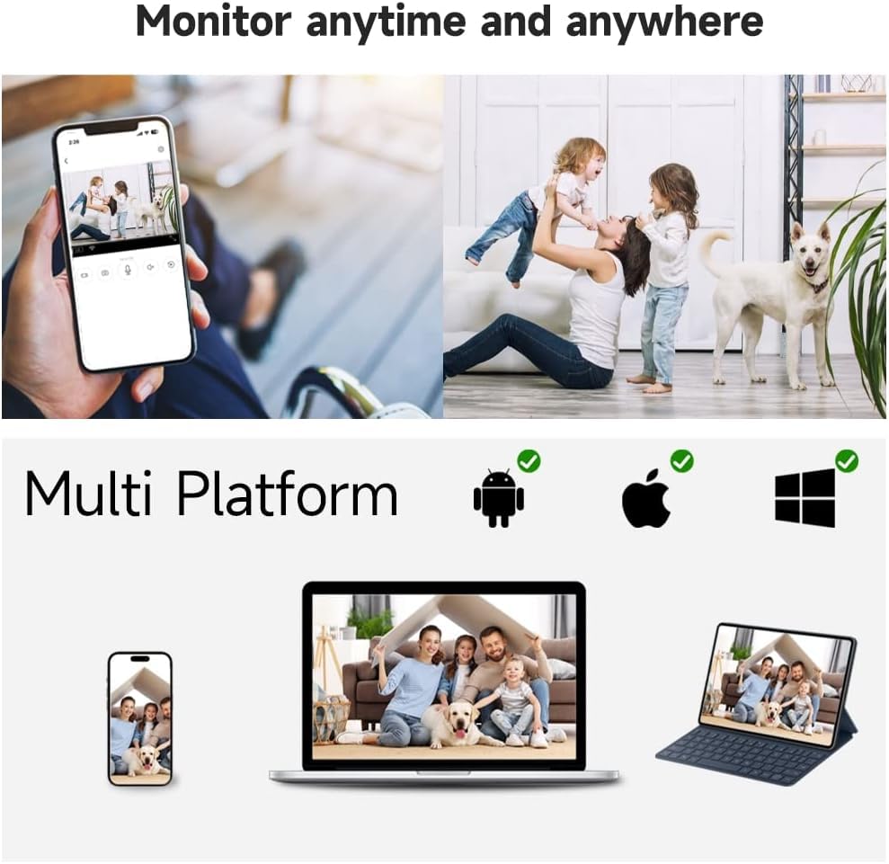 2K Security Cameras for Home Security 4Pack,4MP WiFi Indoor Security Camera with Color Night Vision, Motion Detection, Two-Way Audio, Cloud & SD Card Storage, Compatible with Alexa & Google Assistant