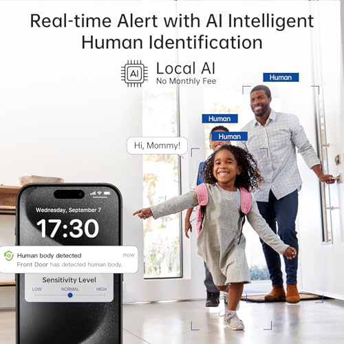 SYMYNELEC 3K 5MP Indoor Security Camera, Smart Baby Monitor/Pet Camera/Home Security with One-Touch Call 360 Pan/Tilt AI Human Detection Motion Tracking 2-Way Talk Noise Reduction, Works with Alexa