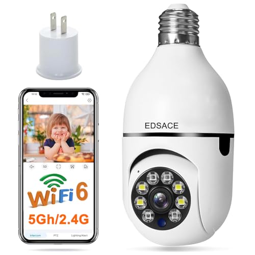 5G Light Bulb Security Camera Wifi Dual Band ,360 degree 1080P Security Camera, Wireless Indoor Camera Full Color,Smart Dome Camera with Auto Tracking, Light Socket Camera Surveillance PTZ Camera
