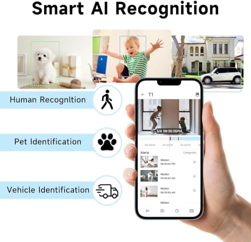 2K Security Cameras for Home Security 4Pack,4MP WiFi Indoor Security Camera with Color Night Vision, Motion Detection, Two-Way Audio, Cloud & SD Card Storage, Compatible with Alexa & Google Assistant