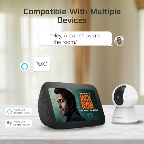 WiFi Camera Wireless Indoor,2K Home Security Camera,360° Pan/Tilt Pet Camera for Dog Cat,Compatible with Google Assistant & Alexa,Night Vision,2-Way Audio,Motion Detection,TF Card & Cloud Storage
