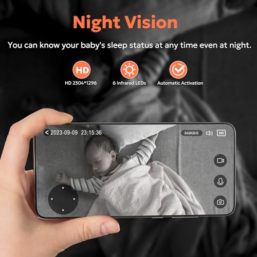 owltron Indoor Security Camera 2K, 360 Camera for Home Security with Motion Detection, Baby Monitor Camera with Phone App, 2.4G WIFI Camera with Night Vision & 2-Way Audio, Works with Alexa