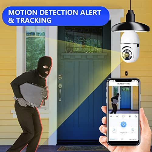 5G Light Bulb Security Camera Wifi Dual Band ,360 degree 1080P Security Camera, Wireless Indoor Camera Full Color,Smart Dome Camera with Auto Tracking, Light Socket Camera Surveillance PTZ Camera