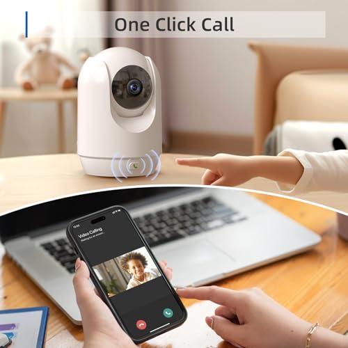 Indoor Security Camera, 5G&2.4G WiFi Cameras for Home Security, Pet/Baby Camera with Phone App, One-click Call, Motion Tracking, Patrol, Pan/Tilt, 2-way Talk, Works with Alexa and Google Assistant