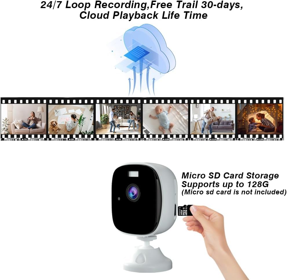 2K Security Cameras for Home Security 4Pack,4MP WiFi Indoor Security Camera with Color Night Vision, Motion Detection, Two-Way Audio, Cloud & SD Card Storage, Compatible with Alexa & Google Assistant