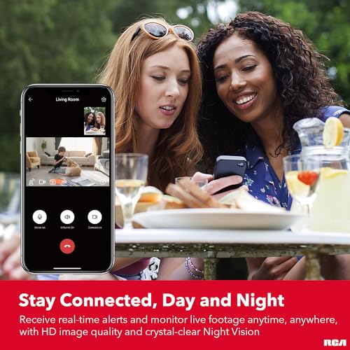 RCA Smart HD Camera with Video Screen, 2-Way Video Calls, No Smartphone Needed – Motion Tracking, Night Vision, 1080p Camera, 128GB Expandable Storage, 360° Pan & Tilt Function