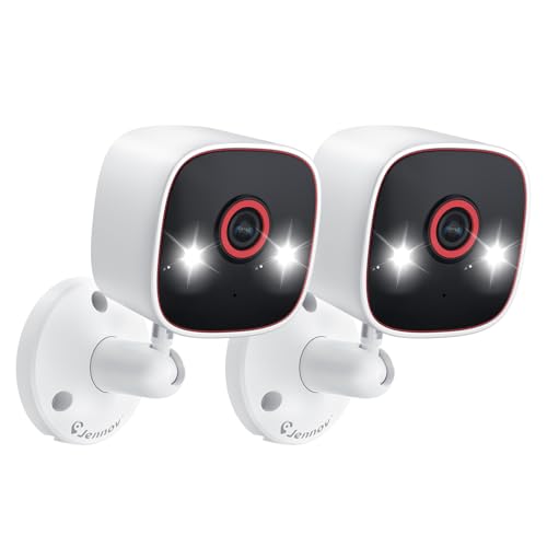 Jennov 2K Home Security Cameras for Indoor/Outdoor - 5/2.4 Ghz WiFi Camera for Baby, Pet Dog Camera with Phone App, Color Night Vision,AI Motion Detection, 2-Way Audio, Compatible with Alexa - 2 Pack