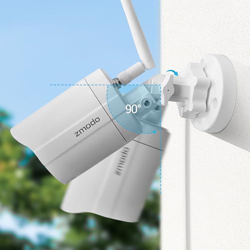 Zmodo 1080p Full HD Outdoor Wireless Security Camera System, 4 Pack Smart Home Indoor Outdoor WiFi IP Cameras with Night Vision, Plug-In, Compatible with Alexa