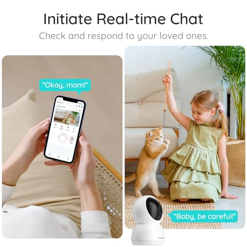 CURISEE 2K Pet Camera Indoor Security Camera Baby Camera Dog Camera Smart Camera ith Phone App 2.4GHz WiFi Camera360°Pan & Tilt, 2-Way Audio, Night Vision AI Motion Detection and Tracking