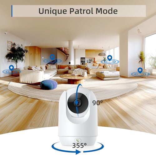 Indoor Security Camera, 5G&2.4G WiFi Cameras for Home Security, Pet/Baby Camera with Phone App, One-click Call, Motion Tracking, Patrol, Pan/Tilt, 2-way Talk, Works with Alexa and Google Assistant