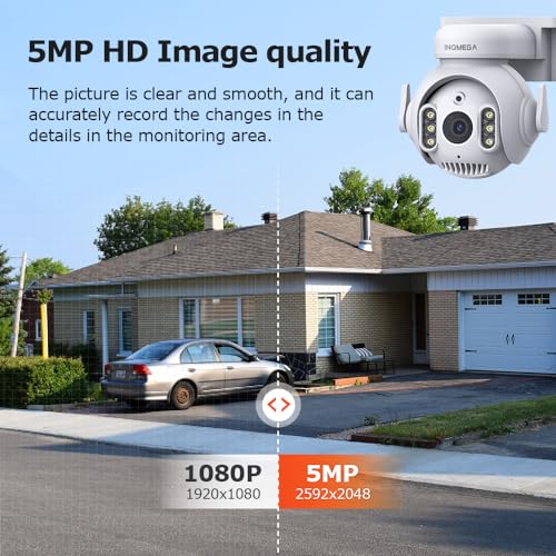 INQMEGA 5MP TUYA Smart Camera,Security Home Surveillance Camera with 2.4G WiFi,2-Way Audio, Full Color Night Vision, Waterproof, Motion Detection, Spotlight & Siren