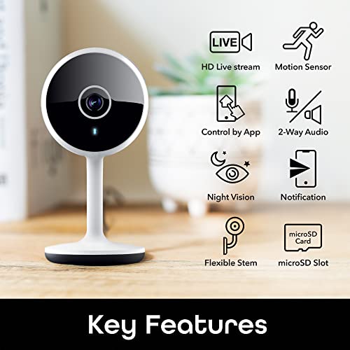 Geeni Vivid Indoor Smart Wi-Fi Camera, 1080p HD Surveillance with 2-Way Talk and Motion Detection, Compatible with Alexa and Google Assistant, No Hub Required (2 Pack)